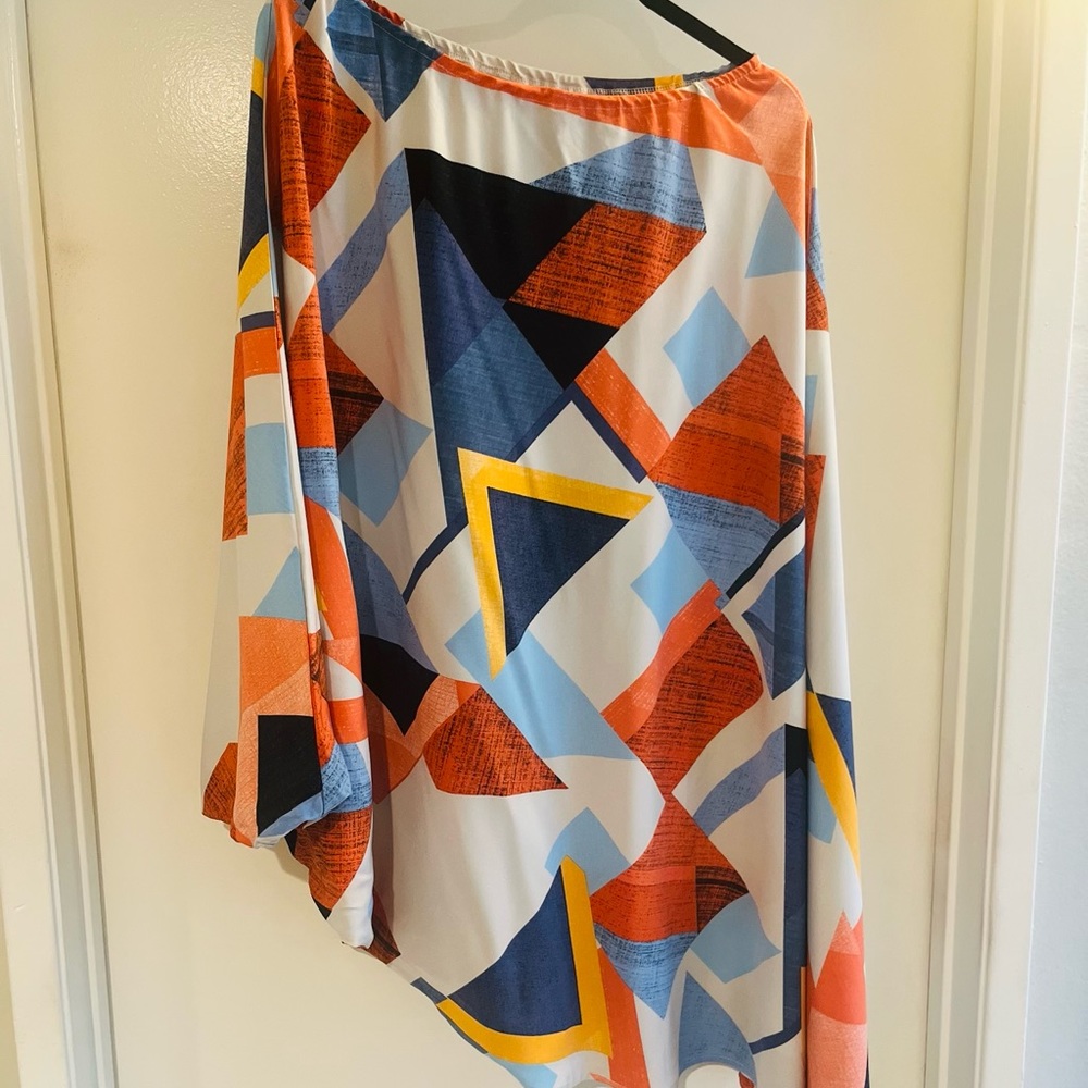 Colorful Geometric cape top or cover up with patterns and shapes